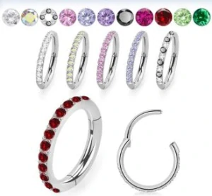 Otevírací kroužek se zirkony různých barev SGSH10 InfinityPierce