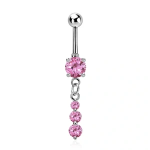 Piercing do pupíku s kamínky a řetízkem MCDZ418 InfinityPierce