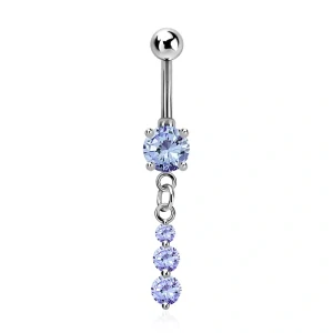 Piercing do pupíku s kamínky a řetízkem MCDZ418 InfinityPierce