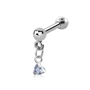 Piercing do ucha s levandulovým srdíčkem a řetízkem