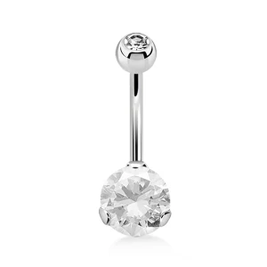 Piercing do pupku s čirými krystaly 8 mm