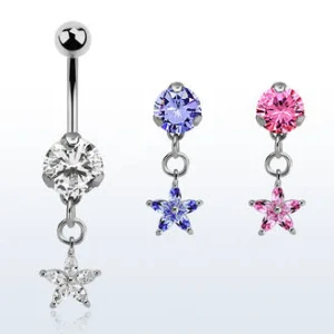 Piercing do pupíku s hvězdičkou na řetízku BNRZ413 InfinityPierce