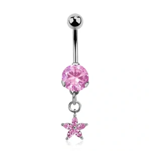 Piercing do pupíku s hvězdičkou na řetízku