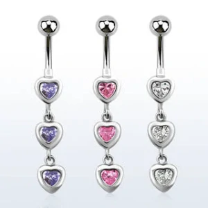Šperk do pupku se srdíčky a řetízkem MCDZ350 InfinityPierce