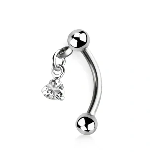 Piercing do pupíku – banán se srdíčkem a kuličkami, čirá barva