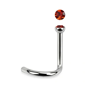 Zahnutý piercing do nosu z chirurgické oceli s kamínky v různých barvách NSC18 InfinityPierce