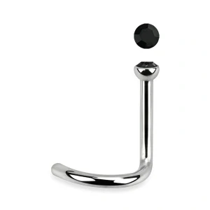 Zahnutý piercing do nosu z chirurgické oceli s kamínky v různých barvách