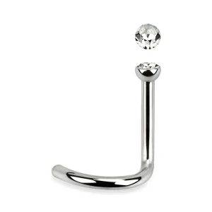 Zahnutý piercing do nosu z chirurgické oceli s kamínky v různých barvách