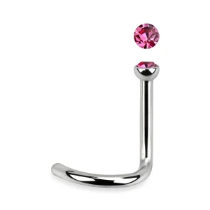 Zahnutý piercing do nosu z chirurgické oceli s kamínky v různých barvách