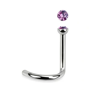 Zahnutý piercing do nosu z chirurgické oceli s kamínky v různých barvách
