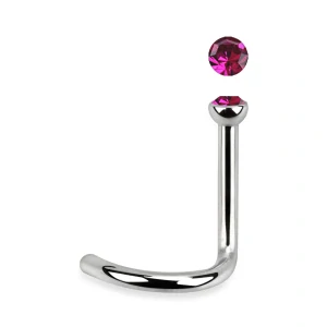 Zahnutý piercing do nosu z chirurgické oceli s kamínky v různých barvách