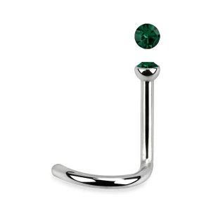 Zahnutý piercing do nosu z chirurgické oceli s kamínky v různých barvách