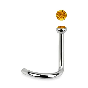 Zahnutý piercing do nosu z chirurgické oceli s kamínky v různých barvách