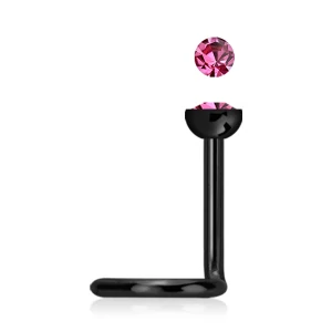 Různěbarevný zahnutý piercing do nosu s kamínky v různých barvách