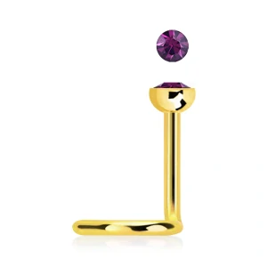 Různěbarevný zahnutý piercing do nosu s kamínky v různých barvách