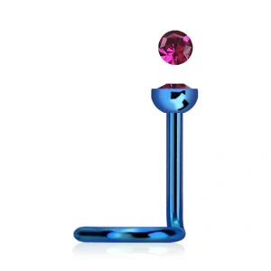 Různěbarevný zahnutý piercing do nosu s kamínky v různých barvách