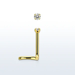 Zlatý zahnutý Nostril piercing do nosu s barevným kamínkem NWTZR15 InfinityPierce