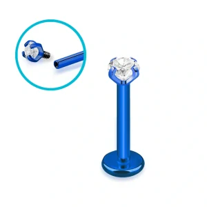 Modrý labret s krystalem 10 mm