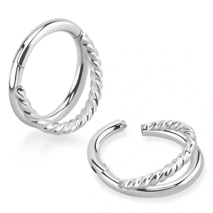 Stříbrný dvojitý zkroucený kroužek průměru 12 mm