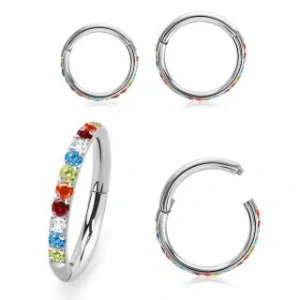Otevírací kroužek se zirkony v barvě duhy SGSH10RB InfinityPierce
