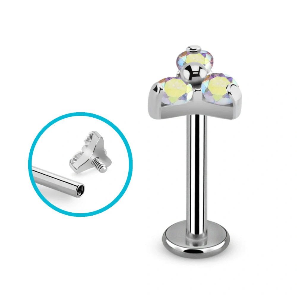 Titanový labret G23 s třemi krystaly ULBIN13 InfinityPierce