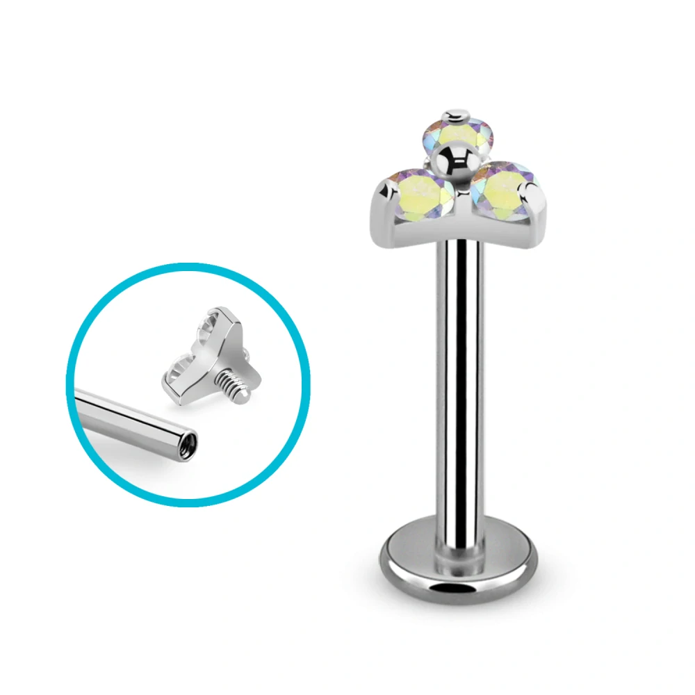 Titanový labret se třemi krystaly – elegantní a hypoalergenní