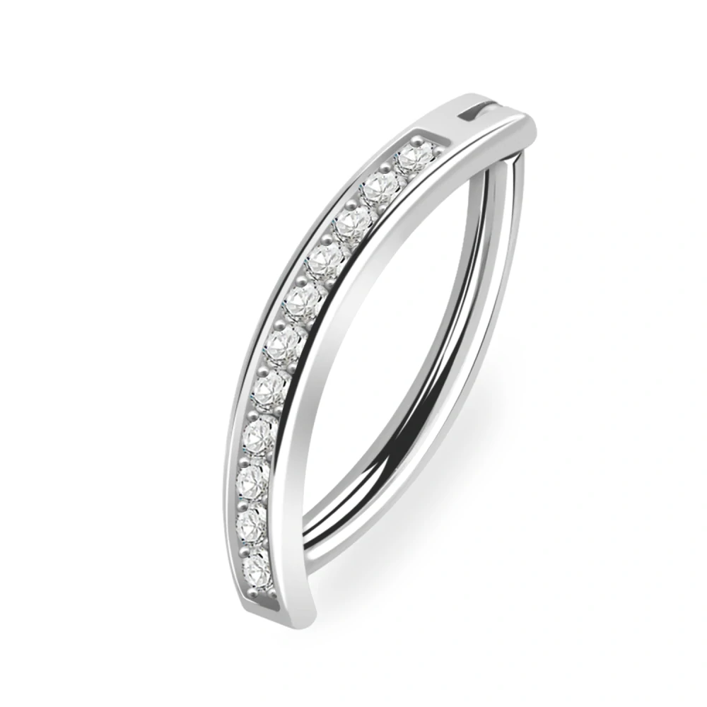 Banánek z titanu G23 – leštěná ocel s krystaly, sterilizovaný EO plynem ZUMCDZ771 InfinityPierce