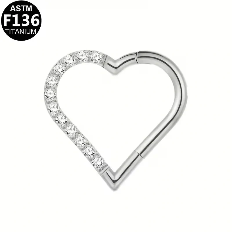 Piercing srdce titan G23 – 8 mm – stříbrná