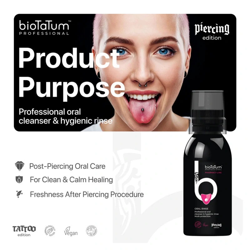 Tekutý přípravek pro ústní hygienu po piercingu bioTaTum, 125 ml