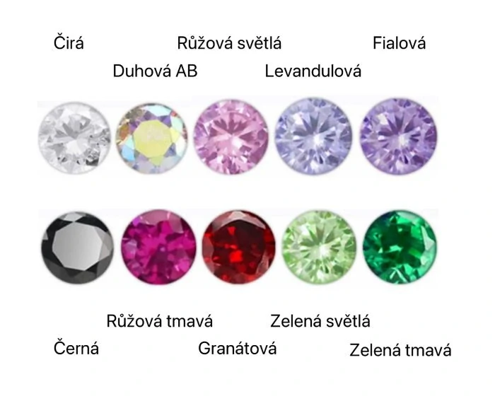 Otevírací kroužek se zirkony různých barev