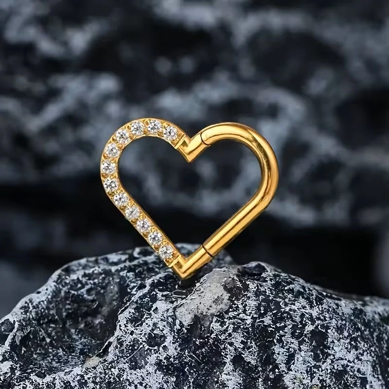 Piercing srdce titan G23 – 8 mm – stříbrná