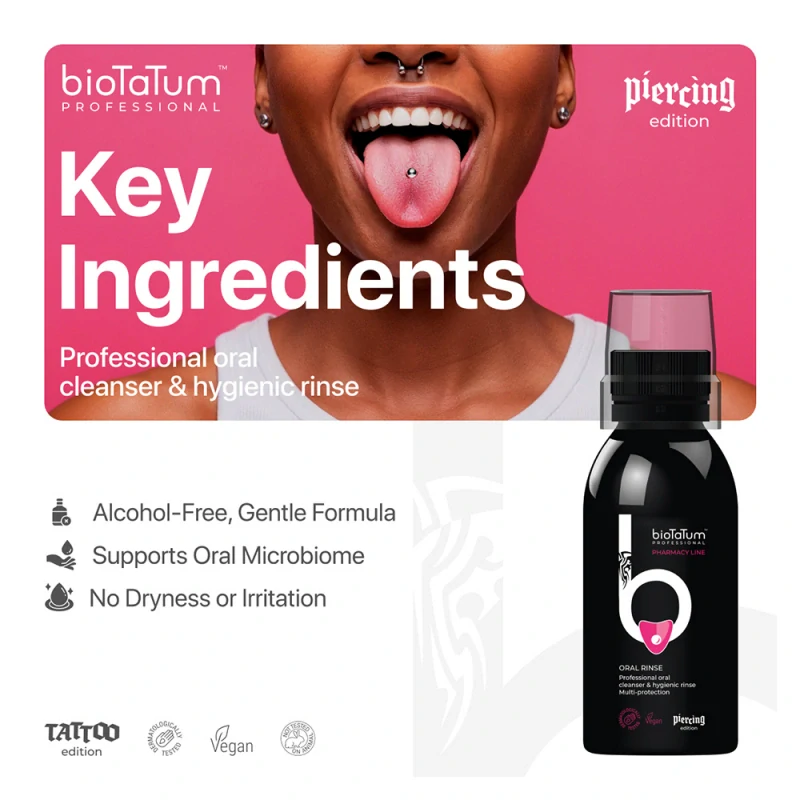 Tekutý přípravek pro ústní hygienu po piercingu bioTaTum, 125 ml