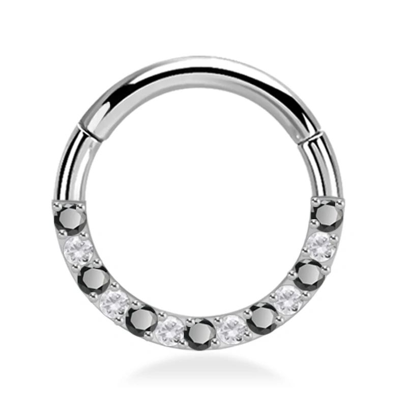 Otevírací kroužek různých tlouštěk se zirkony různých barev