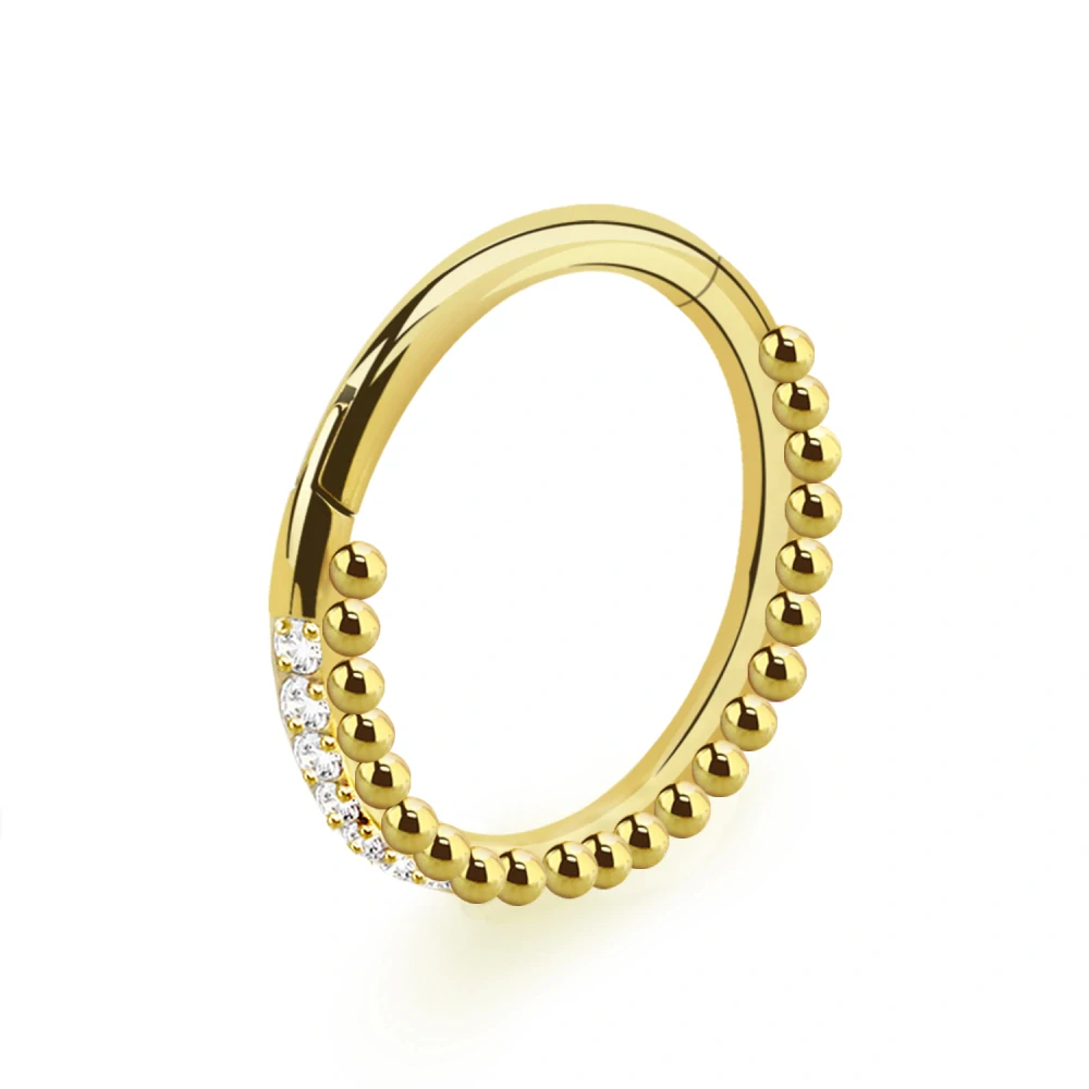 Barevný kroužek s dvojitou řadou kamínků a kuliček SGTSH43 InfinityPierce