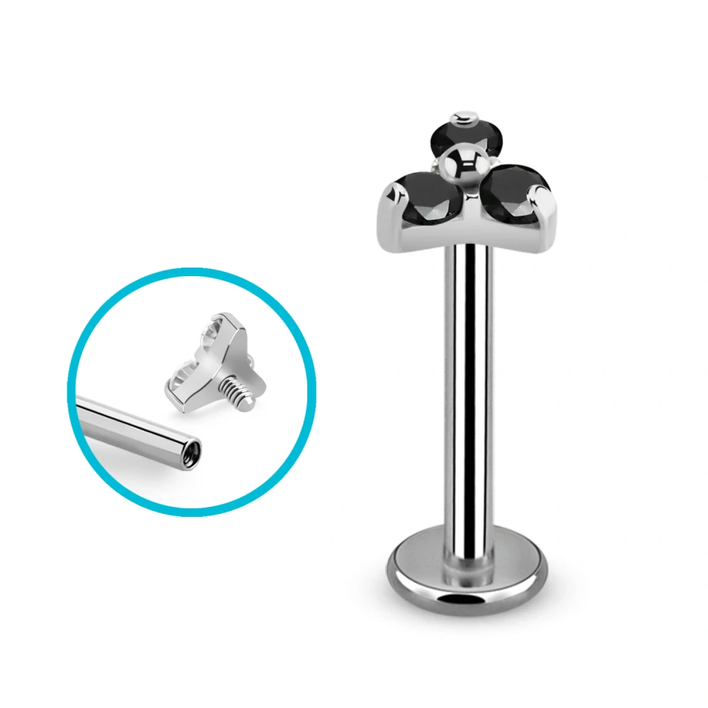 Titanový labret se třemi krystaly – elegantní a hypoalergenní