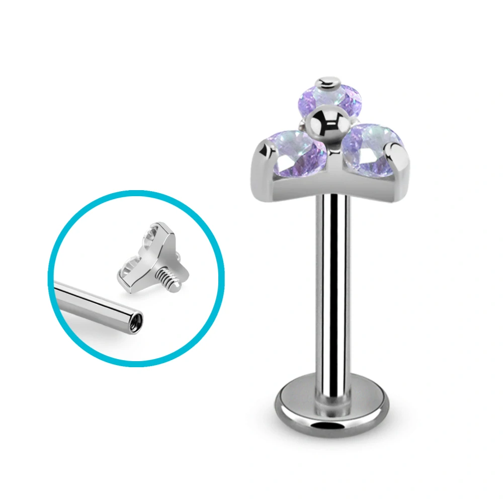 Titanový labret G23 s třemi krystaly ULBIN13 InfinityPierce