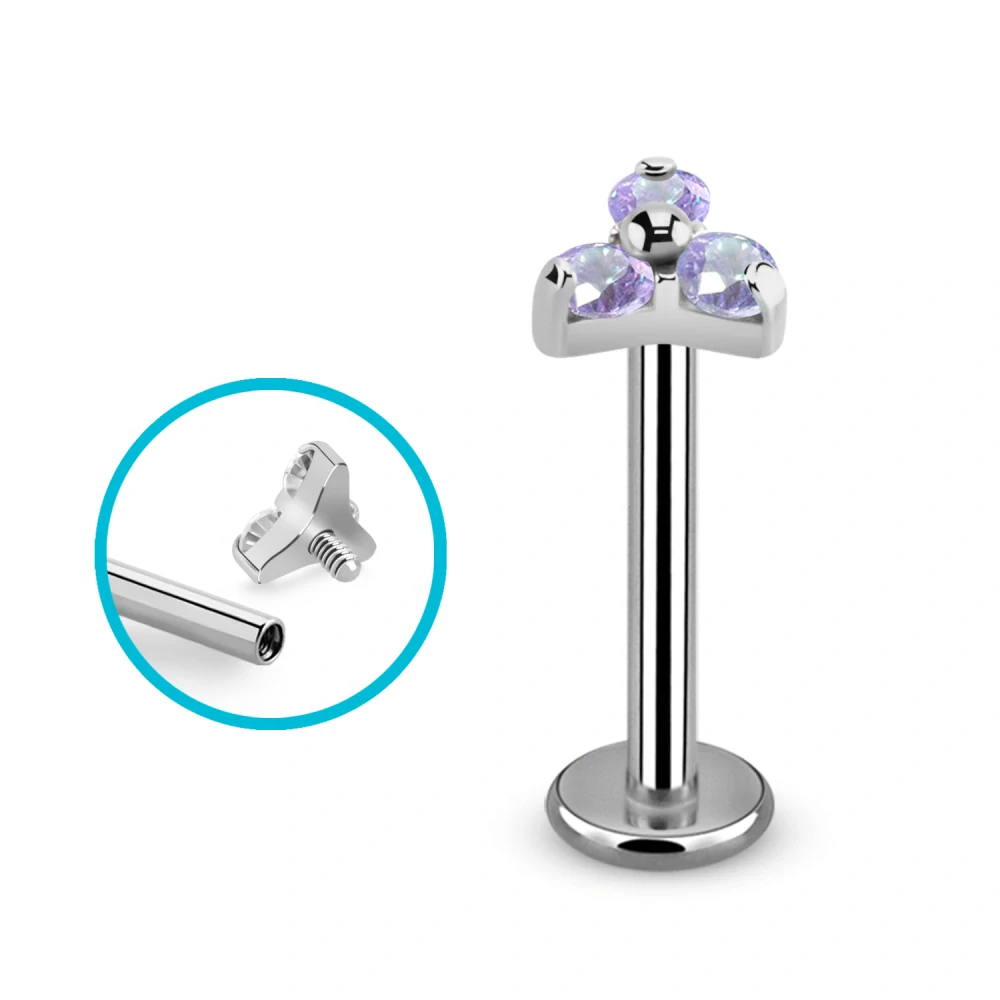 Titanový labret se třemi krystaly – elegantní a hypoalergenní