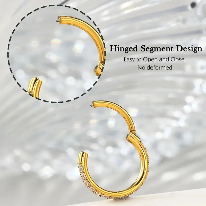 Titanový kroužek s dvojitou řadou kamínků – zlatý nebo stříbrný, G23 SENLANSPKR04 InfinityPierce