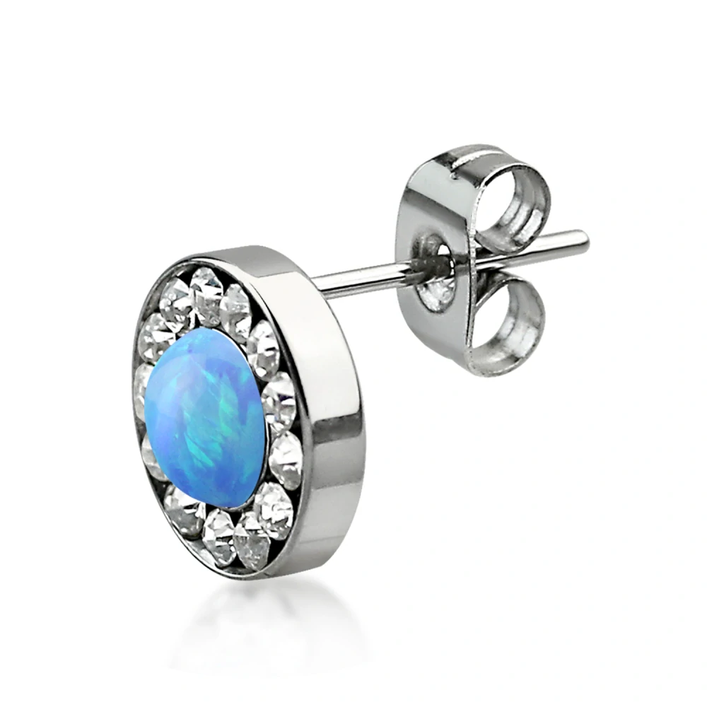 Náušnice z chirurgické oceli s opálem a zirkonovými krystaly ERFRDCO InfinityPierce