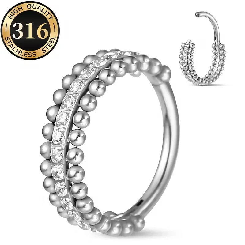 Zlatý kroužek s dvojitou řadou kuliček a krystaly v průměru 8mm