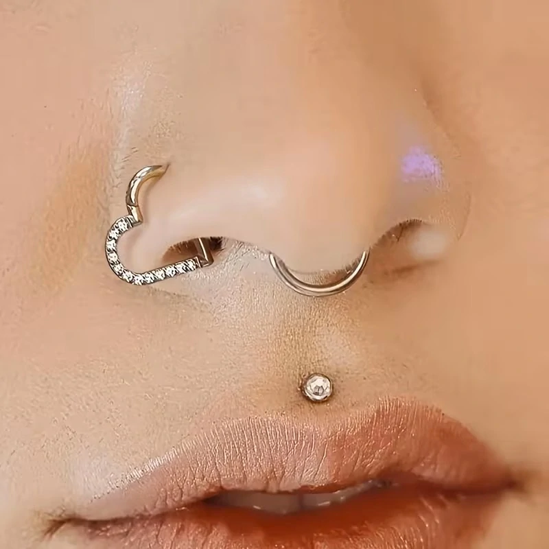 Piercing srdce titan G23 – 8 mm – stříbrná