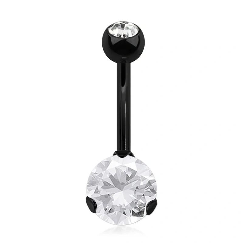 Piercing do pupíku s čirým kamínkem
