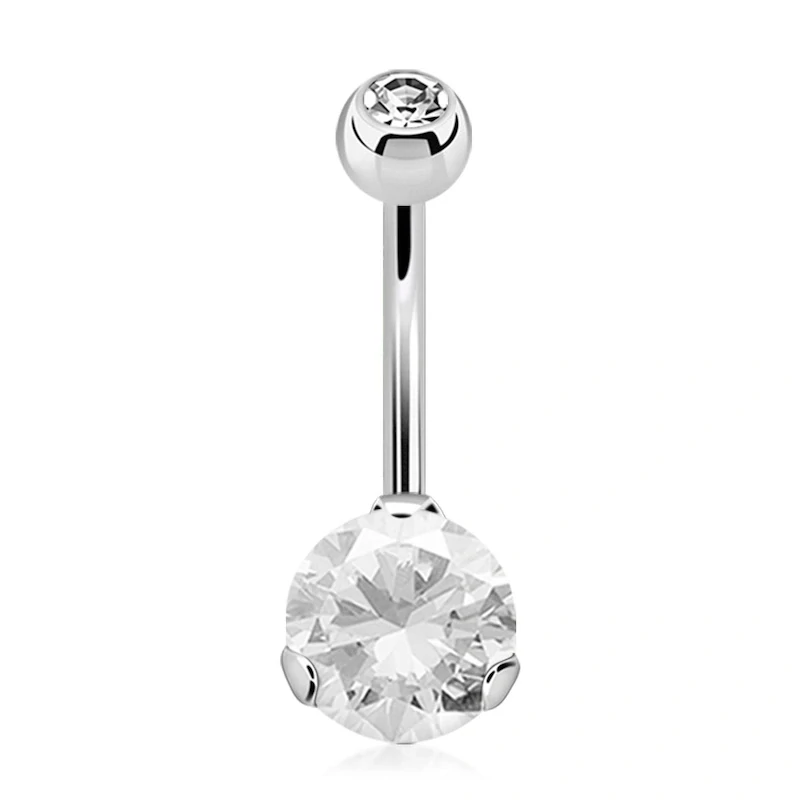 Piercing do pupku s černými krystaly 12 mm