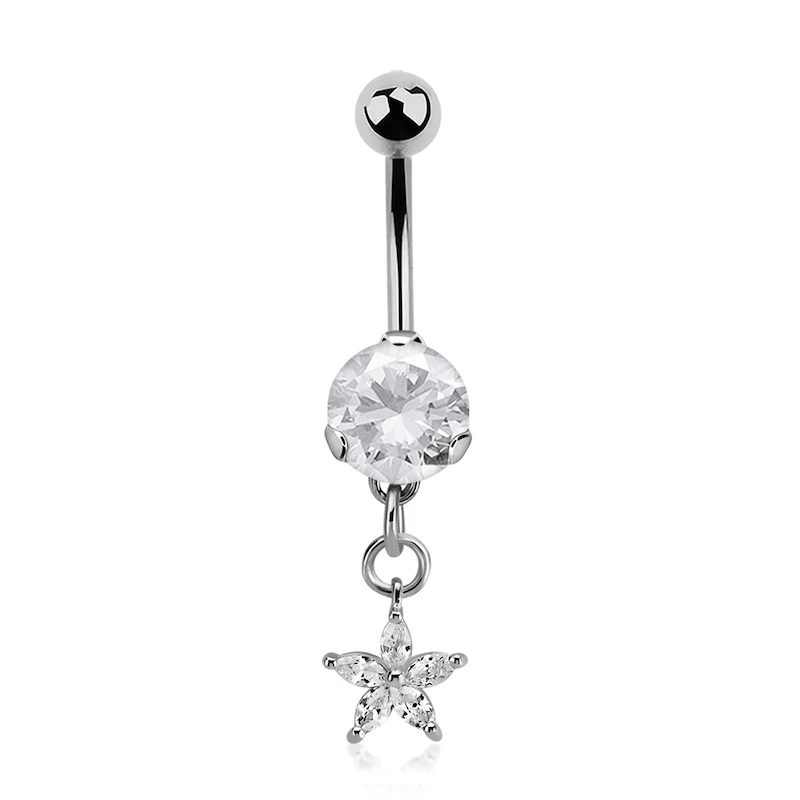 Piercing do pupíku s hvězdičkou na řetízku