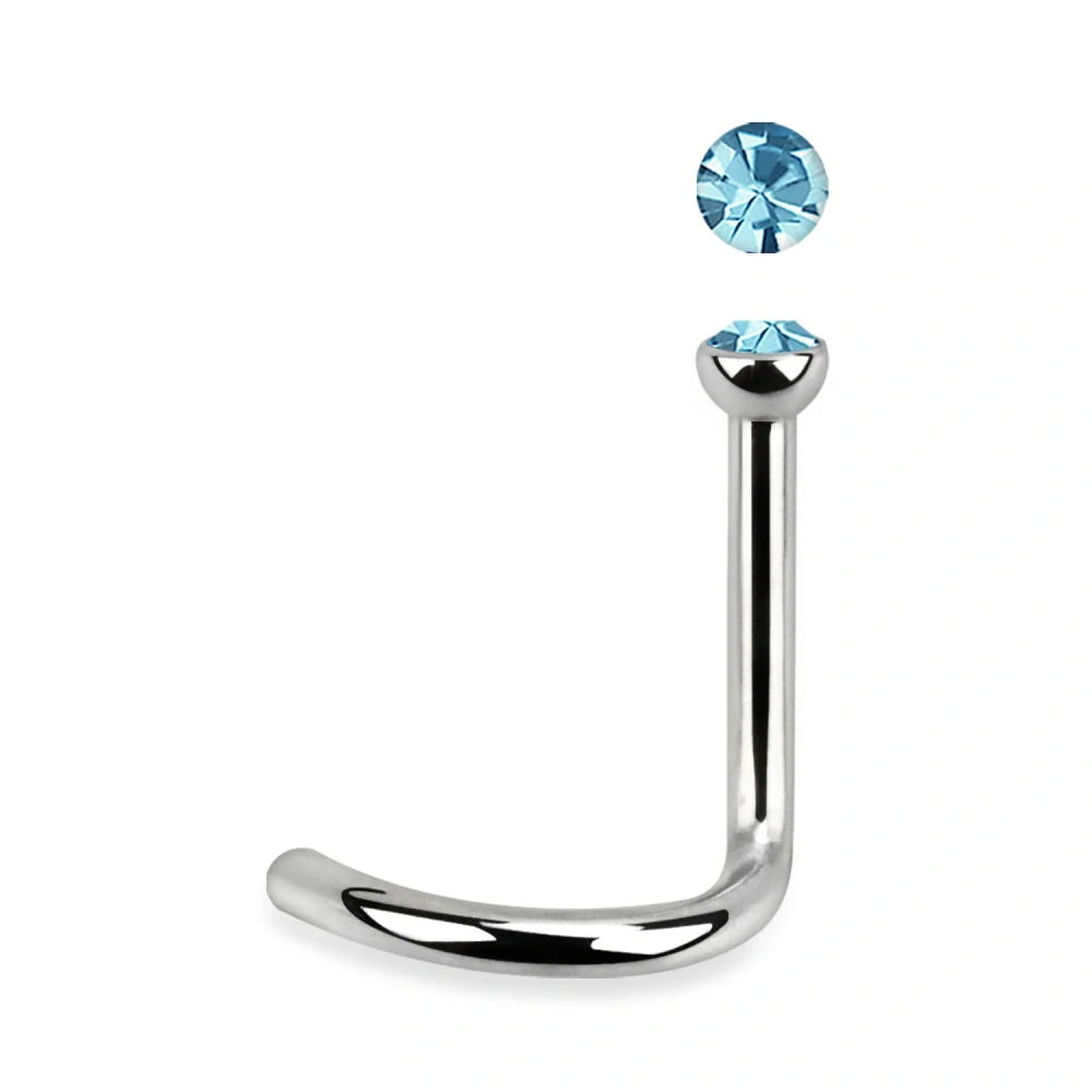 Zahnutý piercing do nosu z chirurgické oceli s kamínky v různých barvách NSC18 InfinityPierce