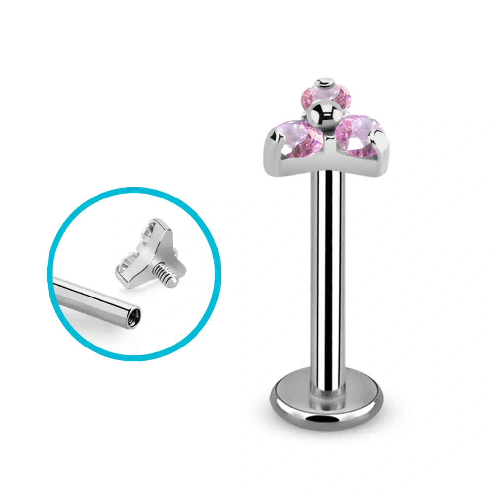 Titanový labret se třemi krystaly – elegantní a hypoalergenní
