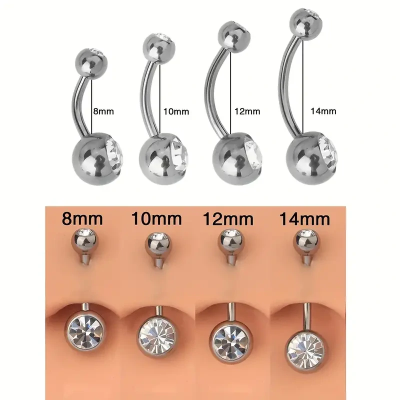 Titanový piercing do pupíku s krystaly zirkonu – G23