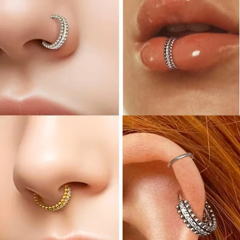 Zlatý kroužek s dvojitou řadou kuliček a krystaly v průměru 8mm