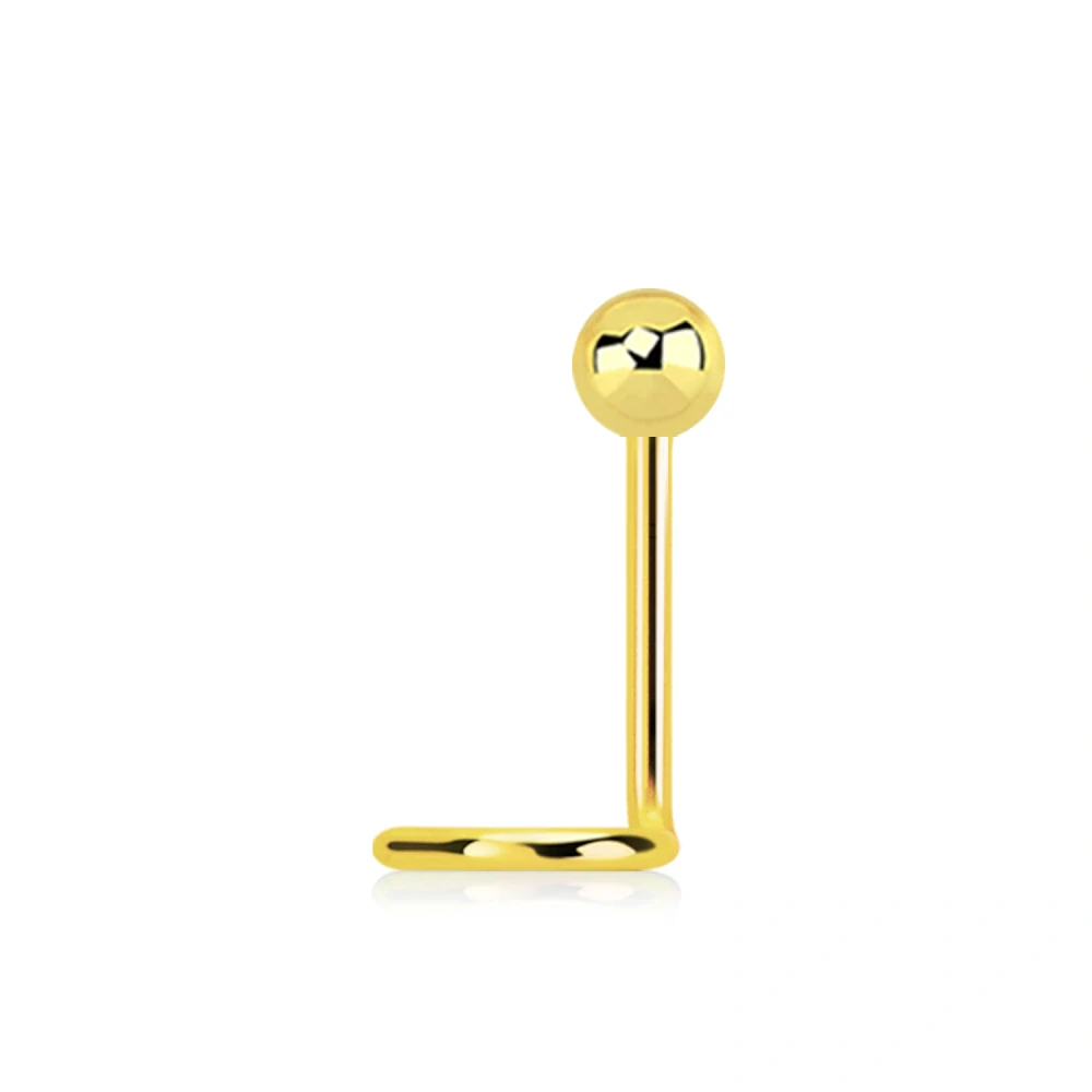 Zahnutý piercing do nosu s kuličkou černý 0,8 mm