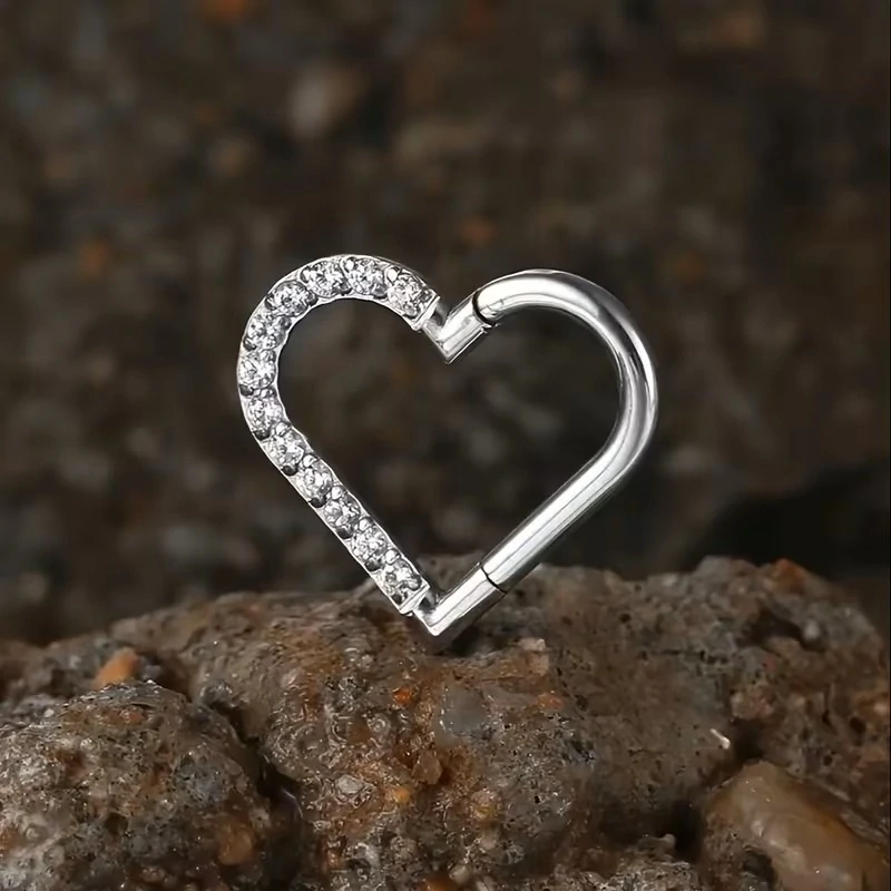 Piercing srdce titan G23 – 8 mm – stříbrná